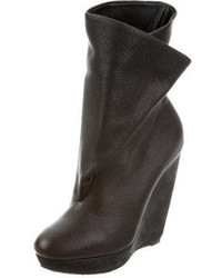 Balenciaga Leather Wedge Ankle Boots