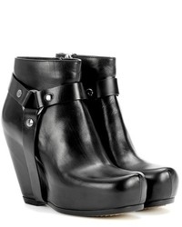 Rick Owens Leather Wedge Ankle Boots