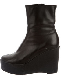 Robert Clergerie Leather Wedge Ankle Boots