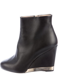 Chanel Leather Wedge Ankle Boots