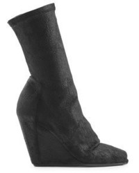 Rick Owens Leather Wedge Ankle Boots With Open Toe