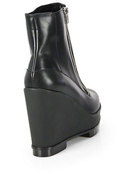 Robert Clergerie Leather Zipper Wedge Ankle Boots