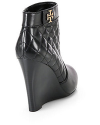 Tory Burch Leila Quilted Leather Wedge Ankle Boots