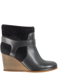 Mm6 Maison Martin Margiela Black Eco Fur And Leather Wedge Bootie