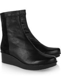 Robert Clergerie Noa Leather And Stretch Suede Wedge Ankle Boots