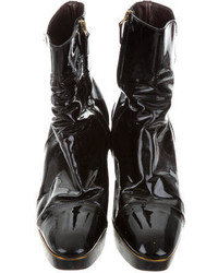 Sergio Rossi Patent Leather Wedge Ankle Boots