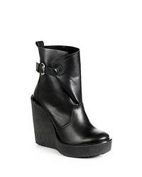 Pierre Hardy Leather Platform Wedge Ankle Boots Black
