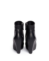 Rick Owens Platform Wedge Leather Ankle Boots