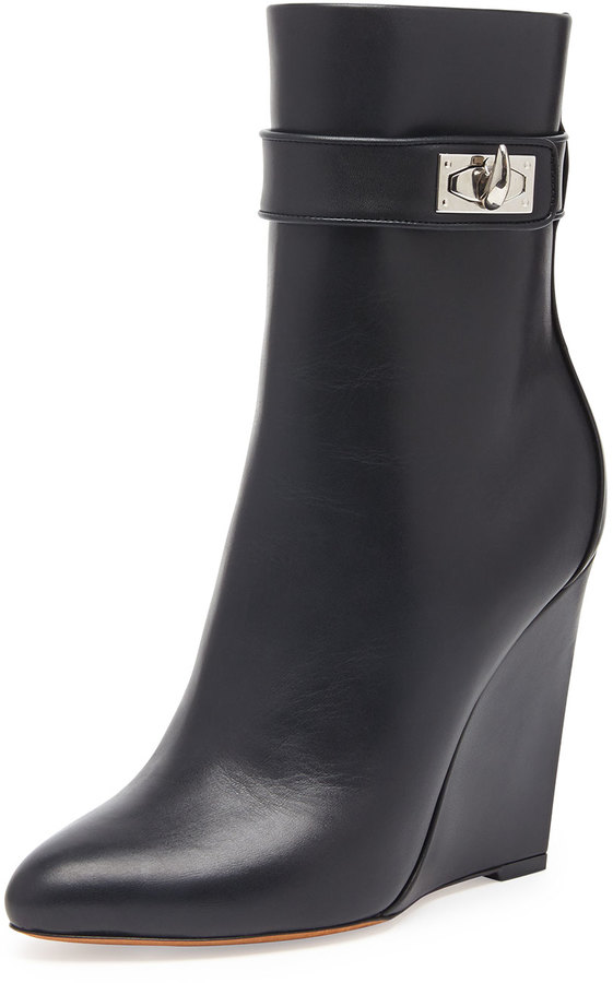 Givenchy Shark Lock Wedge Ankle Boot Black, $1,550 | Neiman Marcus ...