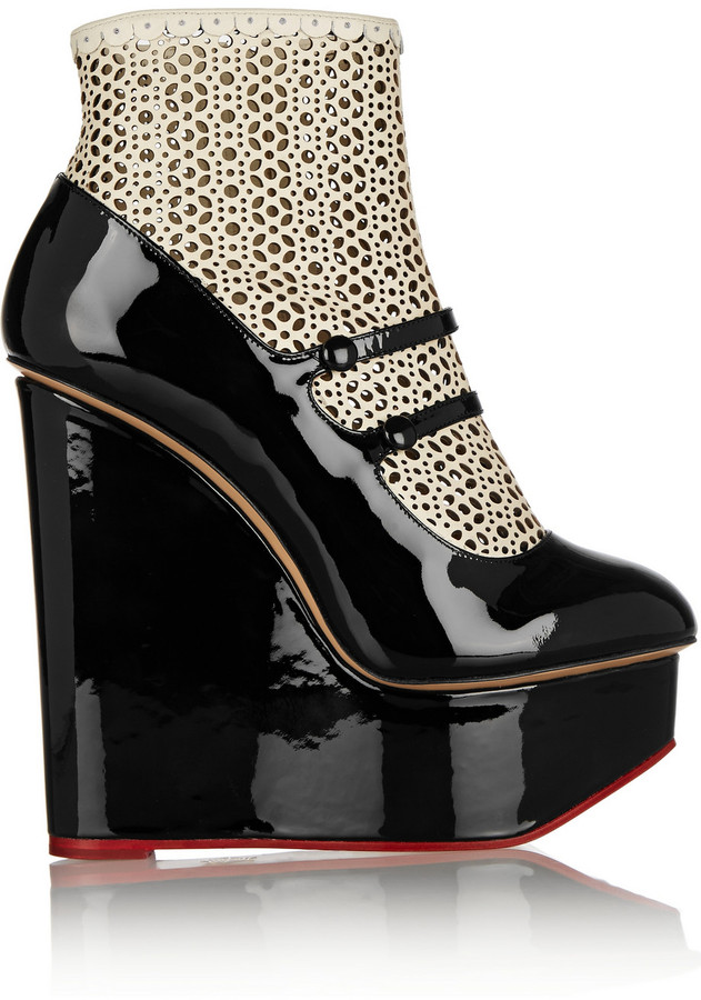 Charlotte Olympia Gretal Laser Cut Leather Wedge Pumps ...