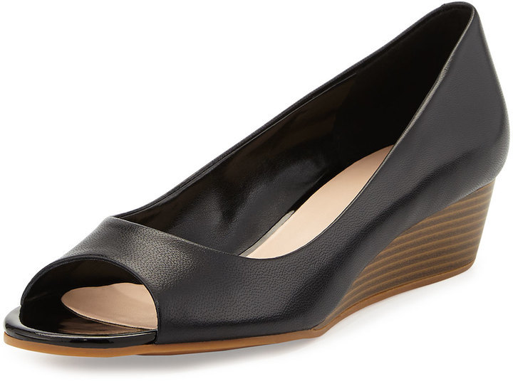 Cole Haan Elise Open Toe Wedge Pump Black 129 Last Call by Neiman Marcus Lookastic