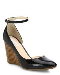 Cole Haan Lacey Patent Leather Dorsay Ankle Strap Wedge Pumps