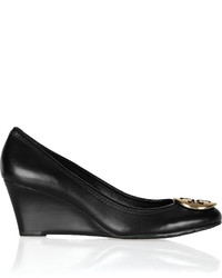 Tory Burch Sally Leather Wedge Pumps Black