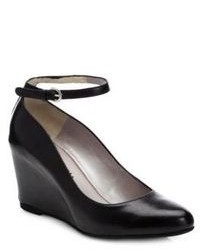 Aquatalia by Marvin K Sandy Leather Ankle Strap Wedge Pumps