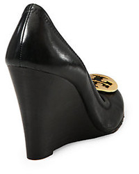 Tory Burch Sophie Leather Logo Wedge Pumps