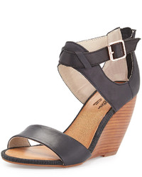 Seychelles All The Way Leather Wedge Sandal Black