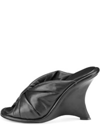 Balenciaga Bow Leather Wedge Sandal Noir