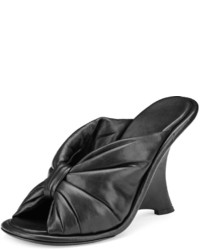 Balenciaga Bow Leather Wedge Sandal Noir