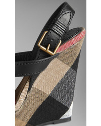 Burberry Canvas Check Leather Platform Wedges