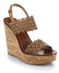 Tory Burch Daisy Cutout Leather Wedge Sandals