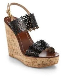 Tory Burch Daisy Cutout Leather Wedge Sandals