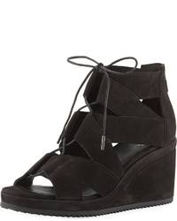 Eileen Fisher Dibs Lace Up Wedge Sandal Black
