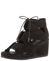 Eileen Fisher Dibs Lace Up Wedge Sandal Black