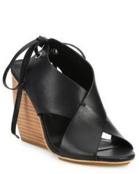 Rebecca Minkoff Eden Leather Crossover Wedge Sandals