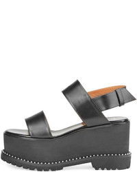 Givenchy Elegant Leather Wedge Sandal Black