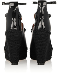 Givenchy Embellished Espadrille Wedge Sandals In Black Leather