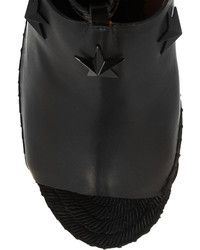 Givenchy Embellished Espadrille Wedge Sandals In Black Leather