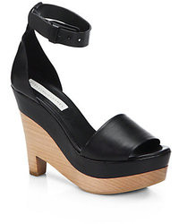Stella McCartney Faux Leather Ankle Strap Wedge Sandals