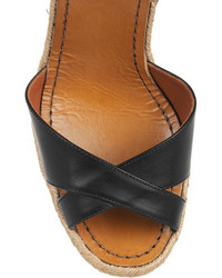Valentino Fringed Leather Espadrille Wedge Sandals