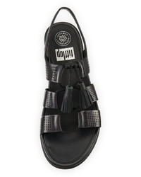 FitFlop Gladdie Lace Up Leather Sandal Black