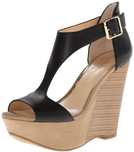 Black Leather Wedge Sandals: Jessica Simpson Kalachee Wedge Sandal