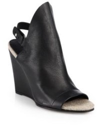 Vince Kostel Leather Ankle Strap Wedge Sandals