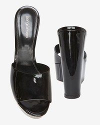 Sergio Rossi Lakeesha Patent Leather Wedge Slide Sandal Black