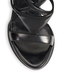 Prada Leather Tiered Wedge Sandals