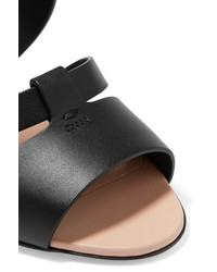 Tod's Leather Wedge Sandals Black