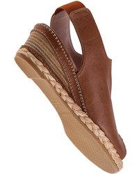 Stuart Weitzman Linkage Wedge Sandal Camel Leather