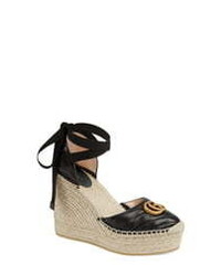 Gucci Palmyra Ankle Tie Espadrille Wedge