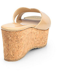 Jimmy Choo Prima Patent Leather Cork Wedge Sandals