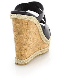 Jimmy Choo Prisma Cork Wedged Leather Mule Sandals