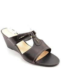 Rockport Nicoleen Black Leather Wedge Sandals Shoes Newdisplay