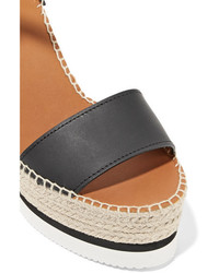 See by Chloe See By Chlo Leather Espadrille Wedge Sandals Black