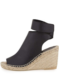 Vince Seymour Covered Leather Espadrille Black
