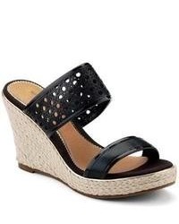 Sperry Topsider Shoes Florina Wedge Sandal Black Leather