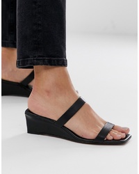 Other Stories Squared Heeled Sandals In Black