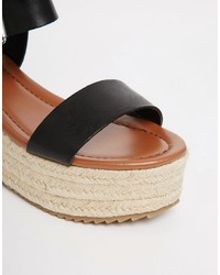 Steve Madden Surfaa Black Espadrille Wedge Sandals