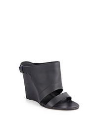 Vince Kasia Leather Wedge Sandals Black
